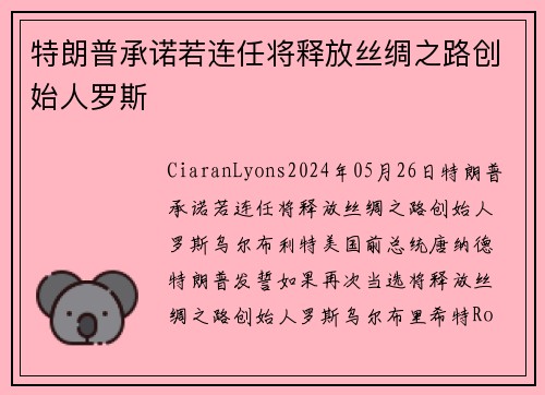 特朗普承诺若连任将释放丝绸之路创始人罗斯